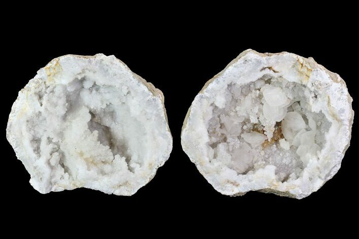 Keokuk Druzy Quartz and Calcite Crystal Geode Pair - Illinois #91402